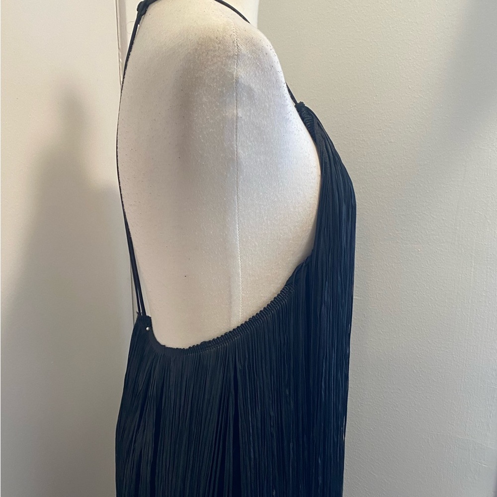 ZARA Black Velvet Fringed Halter Top - Size M - NEW - Picture 7 of 10
